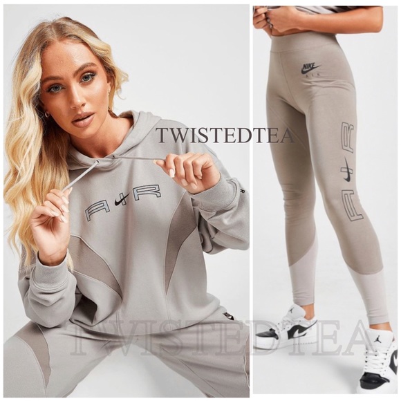 Nike Pants - 🤎NWT 2 pc L Nike air matching hoodie sweatshirt leggings set womens swoosh